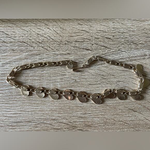 Vintage Heart Collar Gold Tone Necklace style 15 inches 80s Chic - Picture 2 of 3